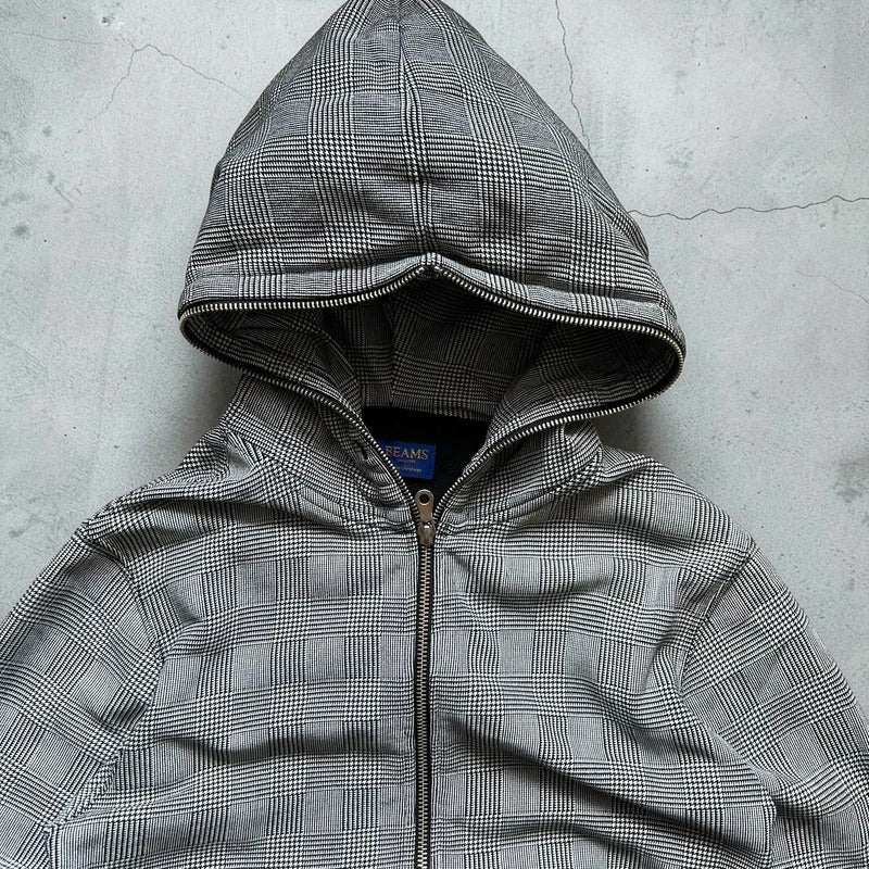 Grey Beams Japan Plaid Checked Zip up Hoodie Jacket