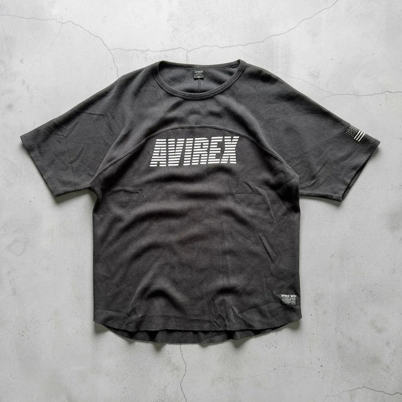 Black Avirex Waffle-Knit USA T-Shirt XL