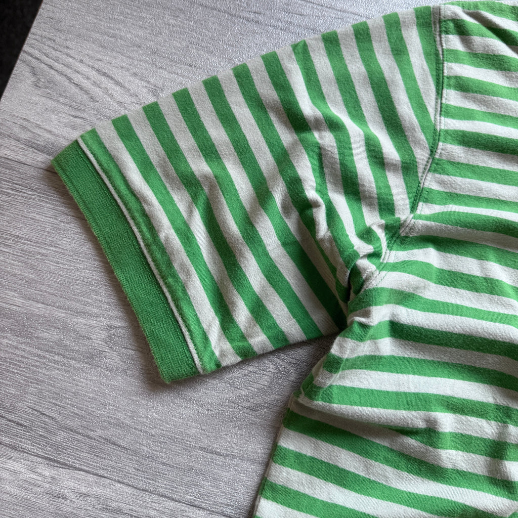 Vintage 00's Stussy Green White Striped Polo Shirt T'shirt