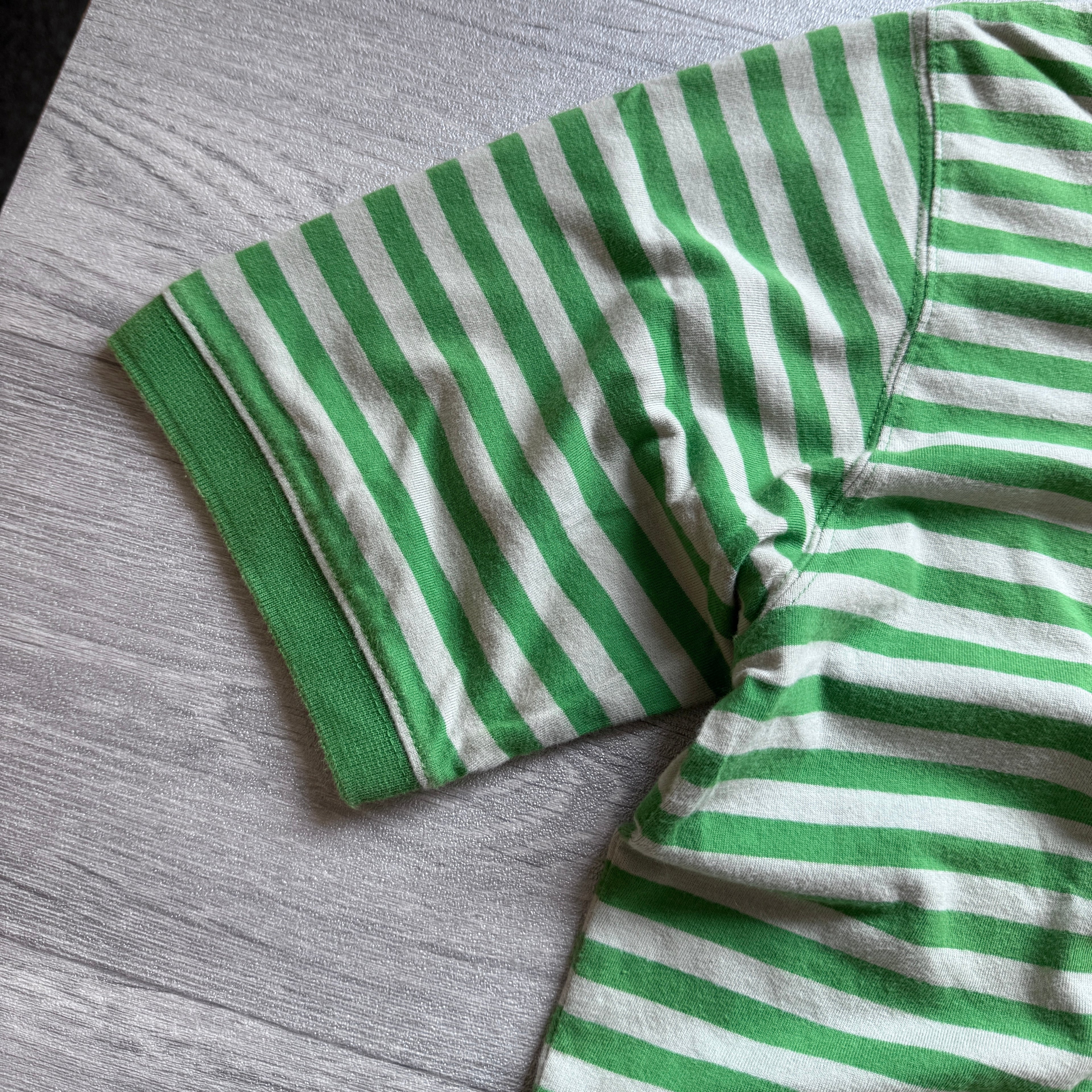 Vintage 00's Stussy Green White Striped Polo Shirt T'shirt