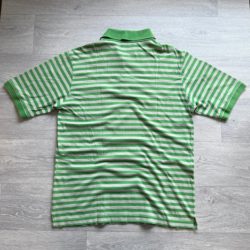 Vintage 00's Stussy Green White Striped Polo Shirt T'shirt
