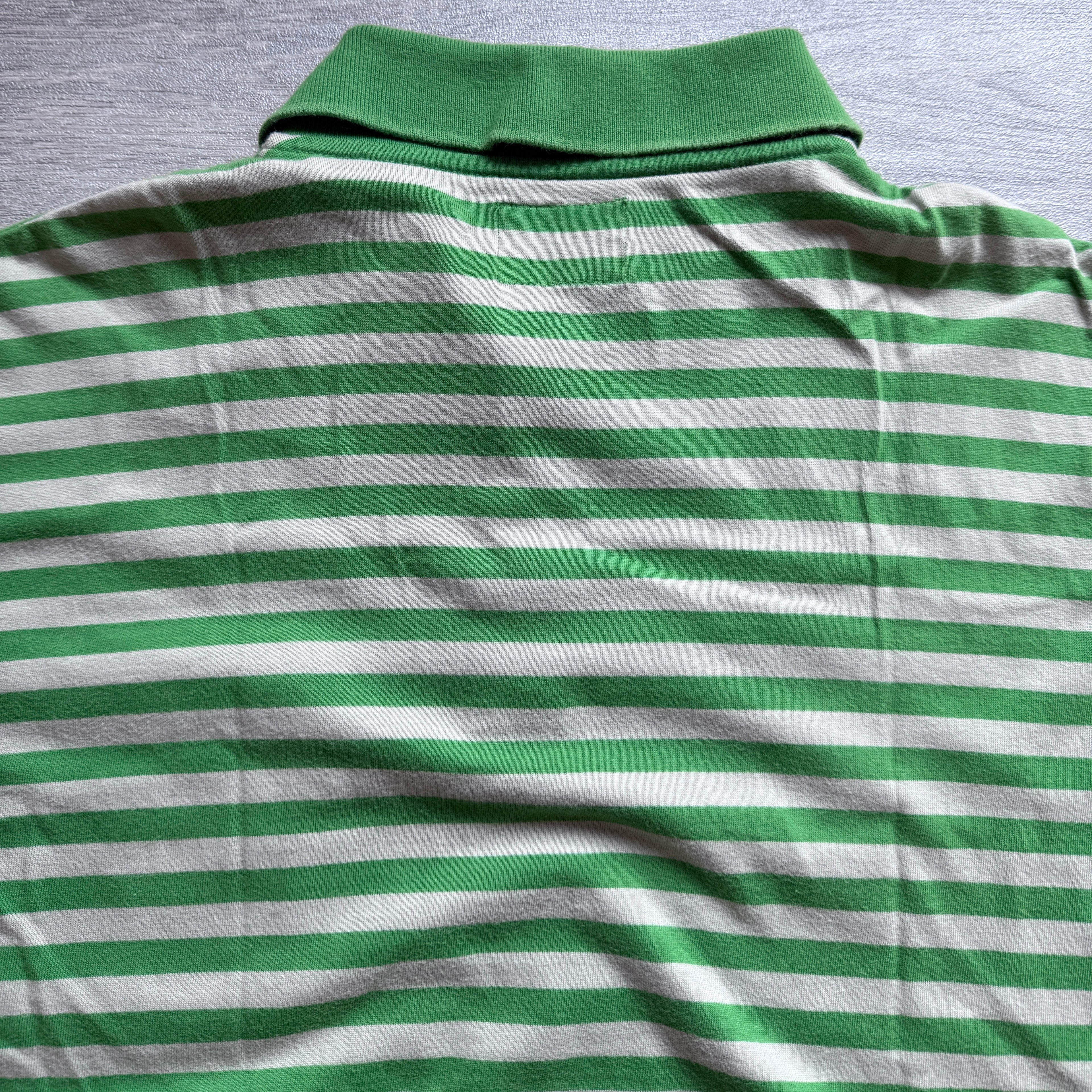 Vintage 00's Stussy Green White Striped Polo Shirt T'shirt