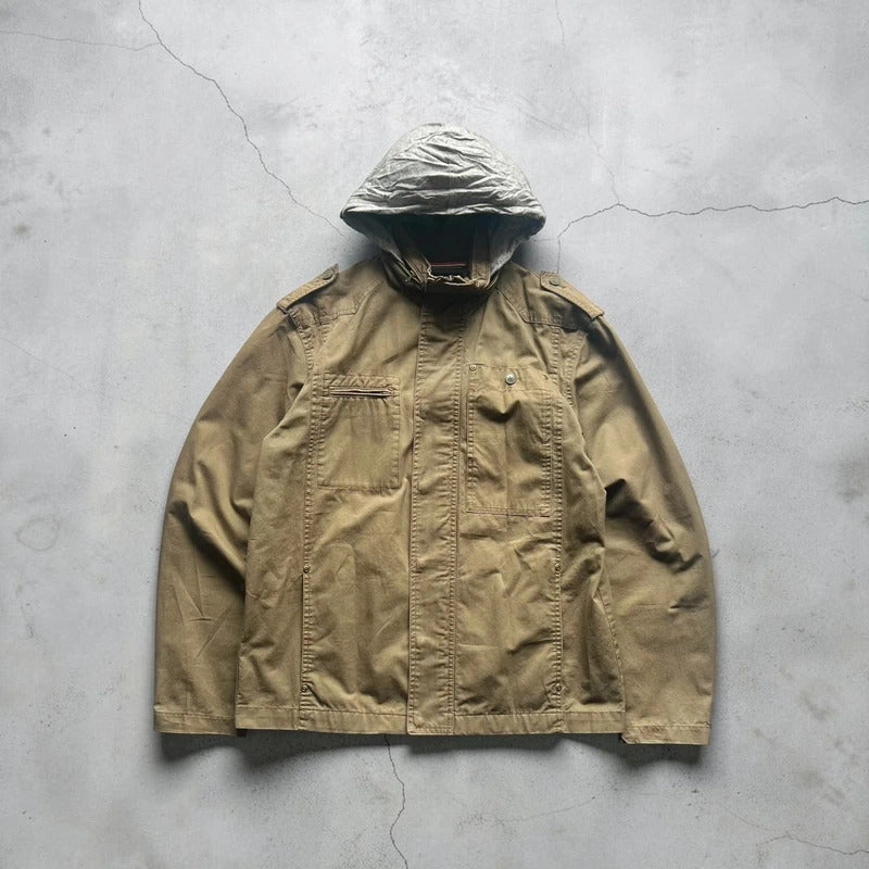 Khaki Green Beams Heart Military Style Jacket S