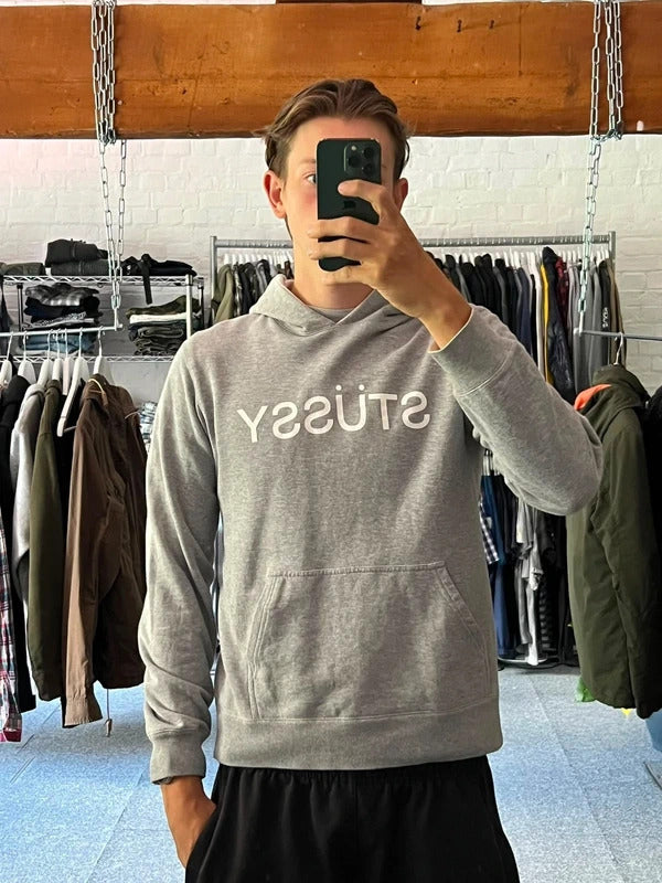 Vintage 00’s Stussy Grey Print Hoodie S