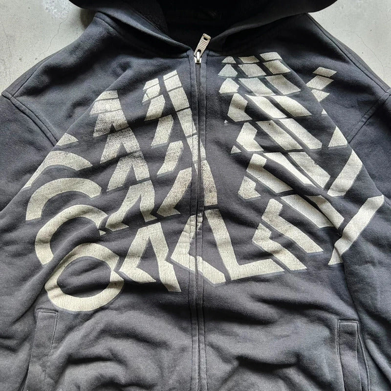 Vintage 00’s Oakley Black Print Zip up Hoodie M