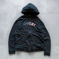 Vinatge 00's Black Oakley USA Flag Print Zip up Hoodie Jacket XL