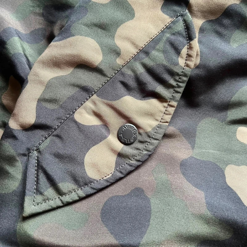 Green Brown Camo Avirex Reversible Military Bomber Jacket