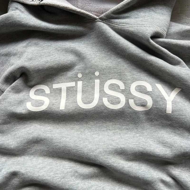 Vintage 00’s Stussy Grey Print Hoodie S