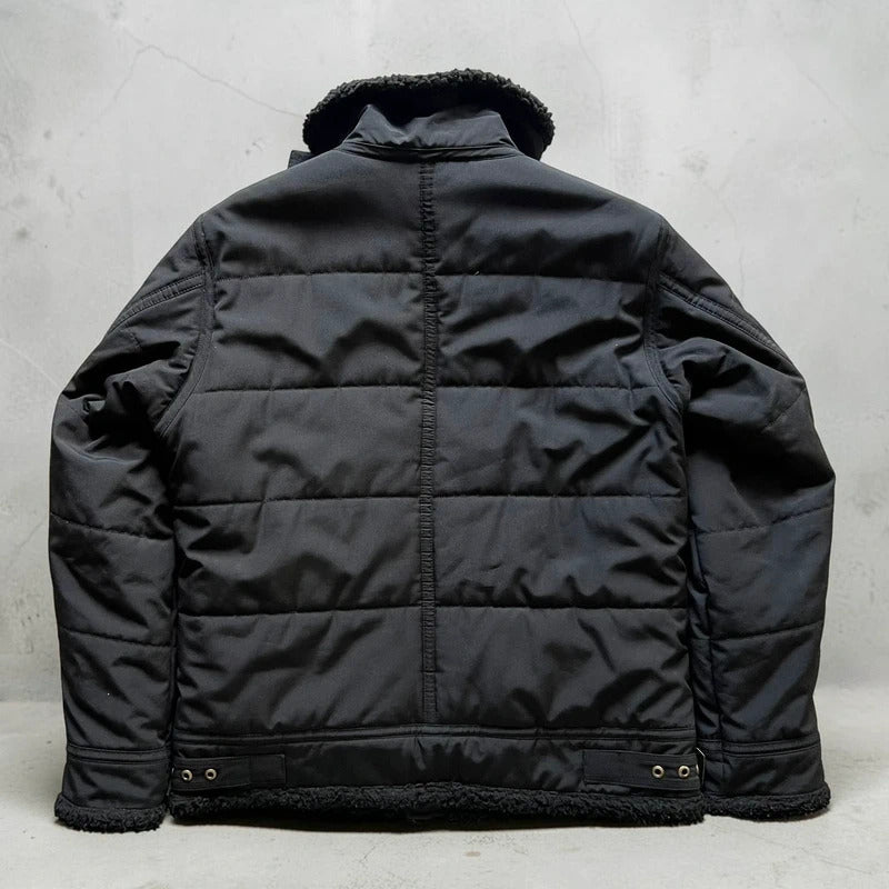 Vintage 00's Black Avirex Military Fleece Collar Jacket M