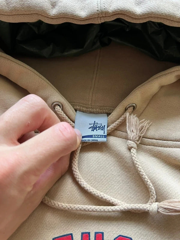 Vintage 00's Stussy Graphic Beige/Cream Hoodie S