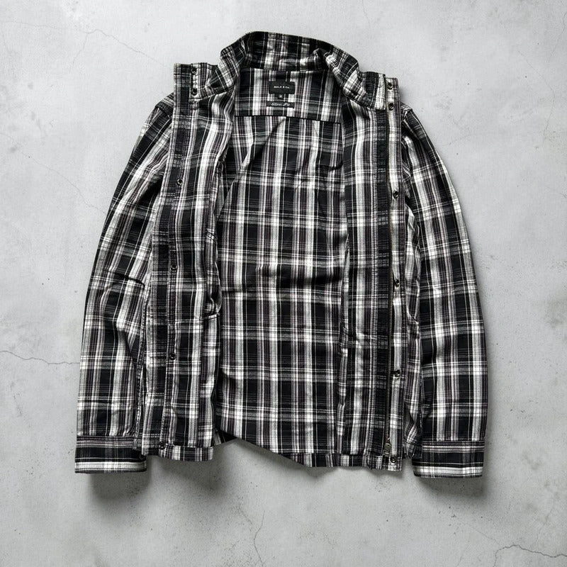 Black Grey White Plaid Checked Jacket S