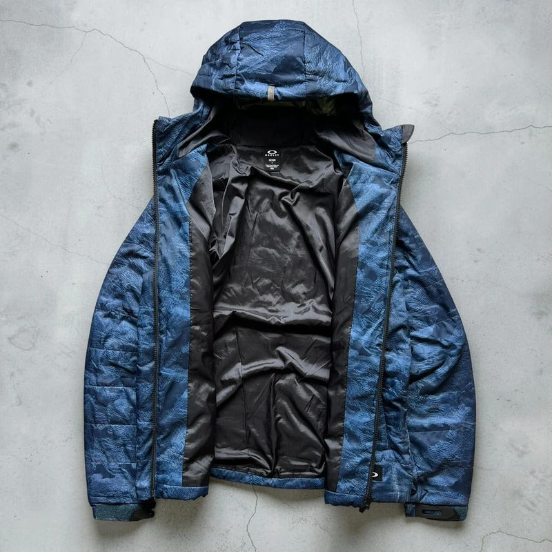 Navy Blue Digi Camo Oakley Technical Water Resistant Insulated Jacket Coat S