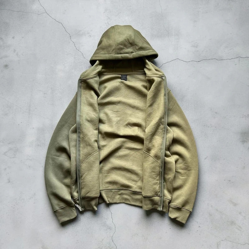Vintage 00’s Oakley Khaki Green Print Zip up Hoodie S