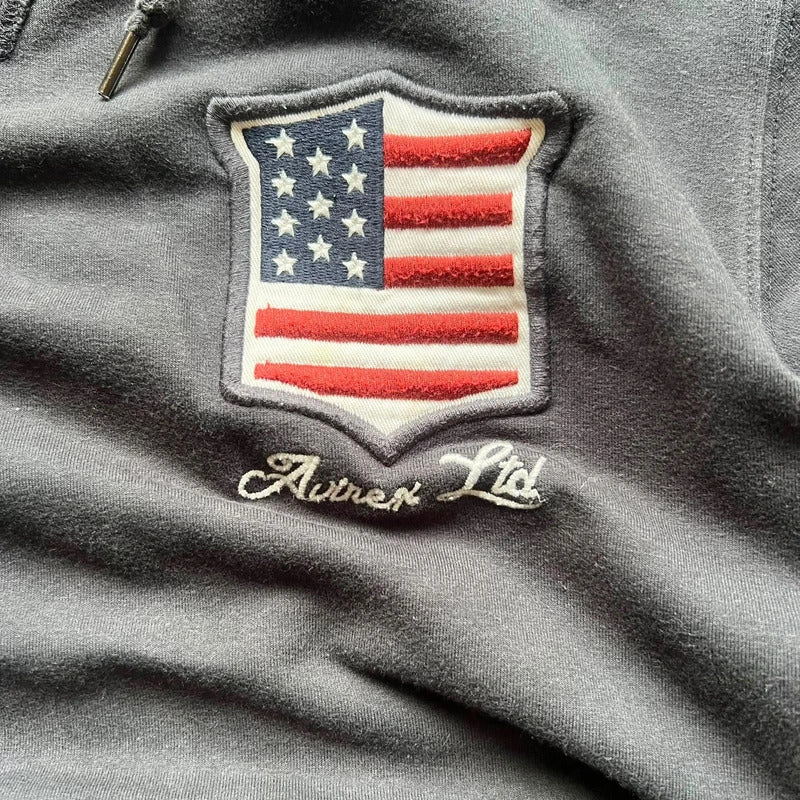 Vintage 00’s Black Avirex USA Flag Hoodie S