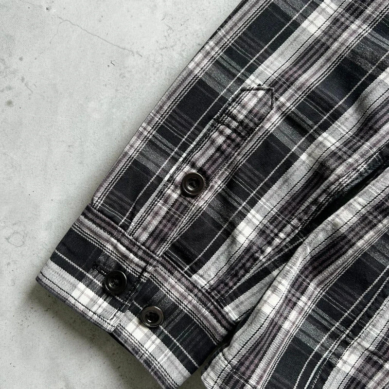 Black Grey White Plaid Checked Jacket S