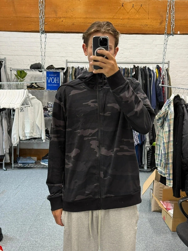 Dark Grey Oakley Camo Zip up Hoodie Jacket XL