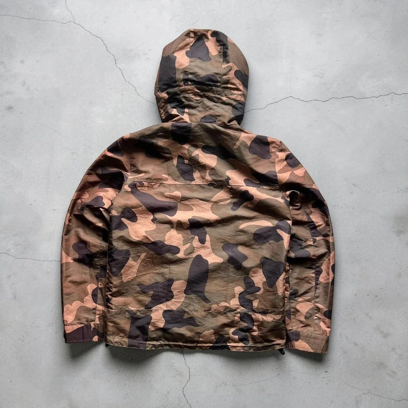 Brown Camo Technical Hooded Zip Jacket M