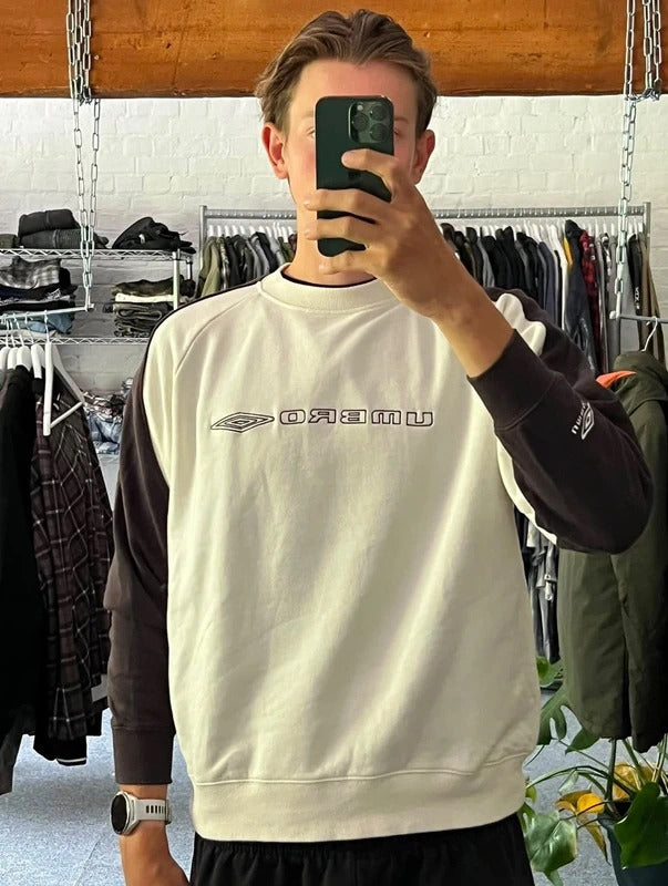 Vintage 00's Brown Cream Umbro Sweatshirt Jumper M