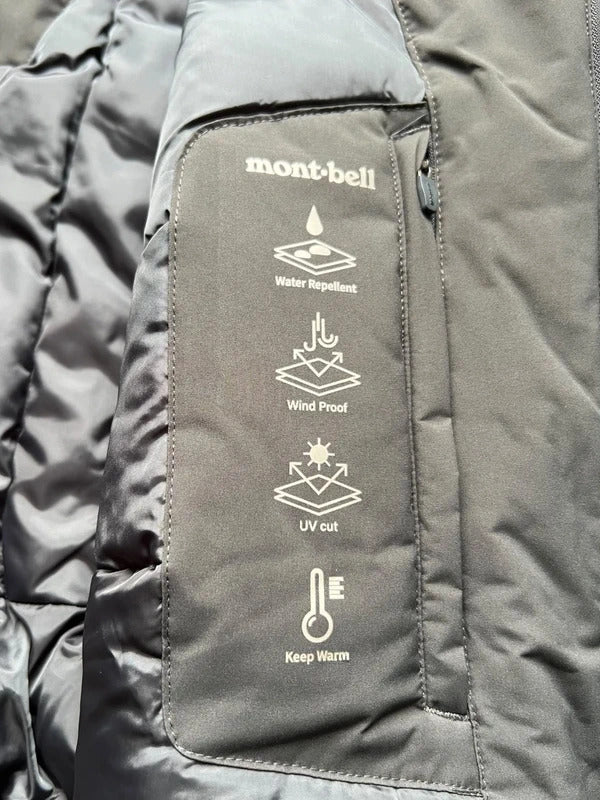 Dark Grey Montbell Water Repellent Puffer Jacket Coat L