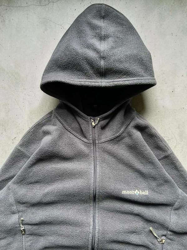 Purple Navy Montbell Zip up Hoodie Climaplus Fleece Jacket L
