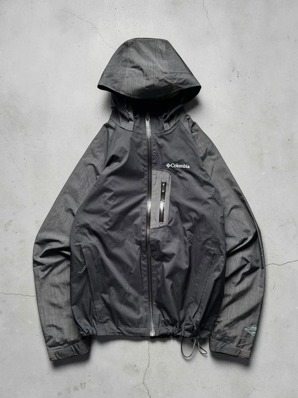Black Grey Columbia Waterproof Windbreaker Jacket Coat