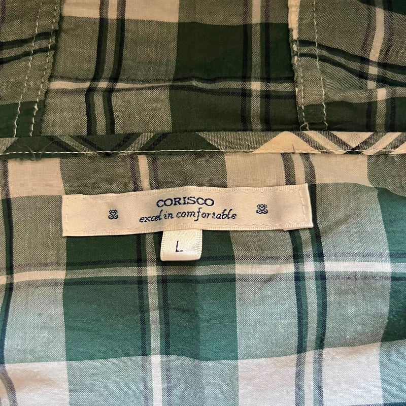 Green/White Corisco Plaid Hooded Shirt Jacket L