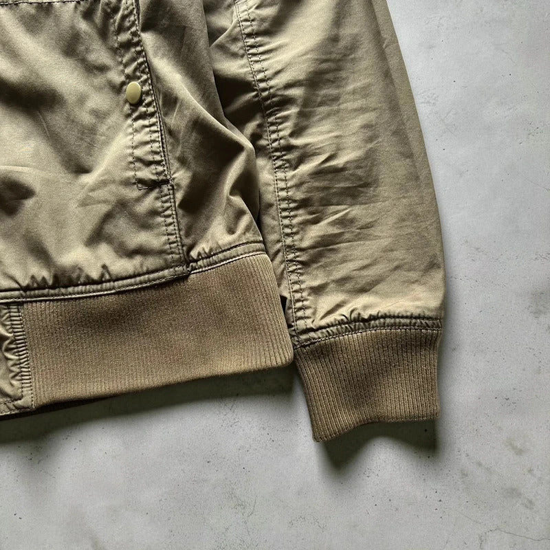 Vintage 00's Khaki Green Beams Technical Military Jacket S