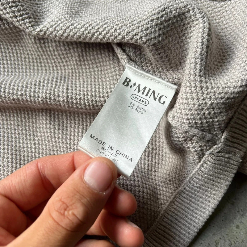 Vintage 00's Beige Beams Japan Zip up Knitted Hoodie S