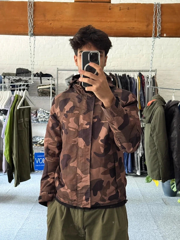 Brown Camo Technical Hooded Zip Jacket M