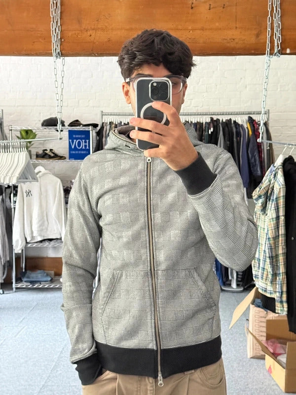 Grey Beams Japan Plaid Checked Zip up Hoodie Jacket