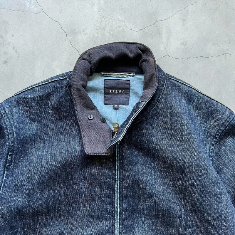 Vintage 00's Beams Japan Navy Blue Zip up Denim Jacket S