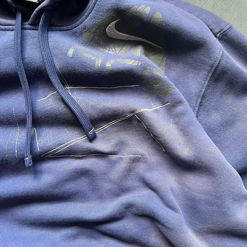 Nike ACG Blue Faded Wash Pullover Hoodie L