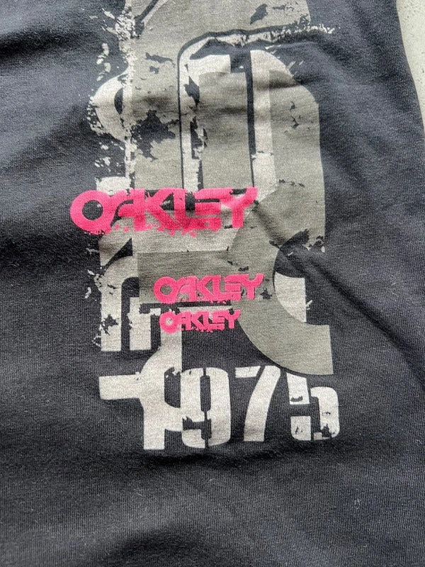 Vintage 00's Black Oakley Logo Print T'shirt S