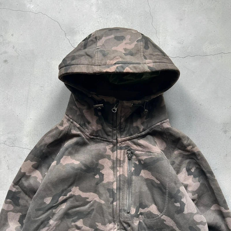 Beams Japan Brown Camo Zip up Hoodie Jacket S