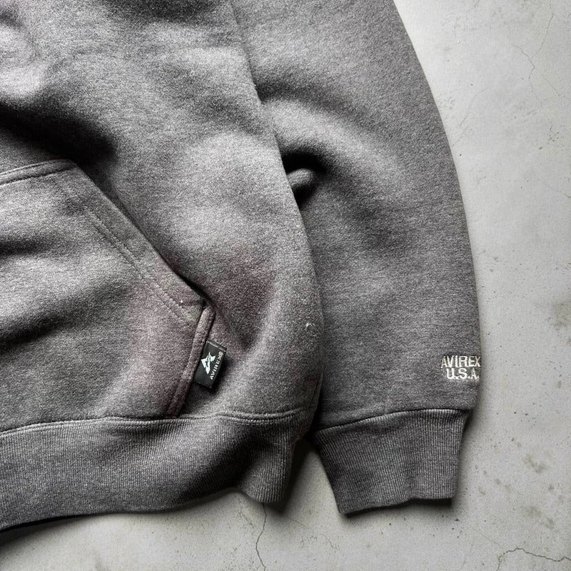Vintage 00’s Grey Avirex Heavyweight Pullover Hoodie M