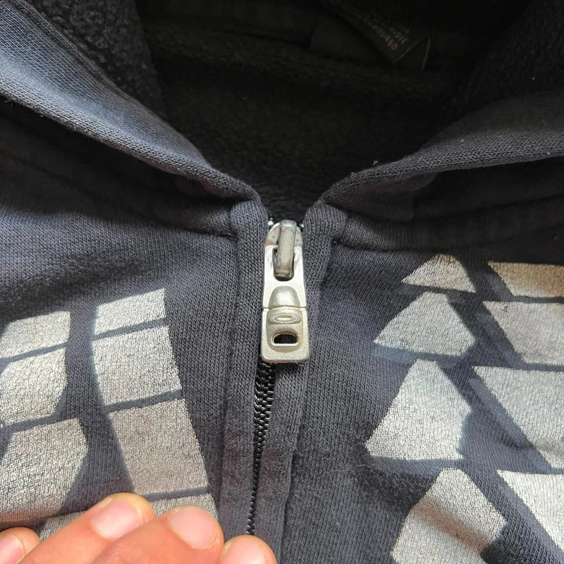 Vintage 00’s Oakley Black Print Zip up Hoodie M