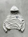 Grey NY New York Yankees Print Hoodie L