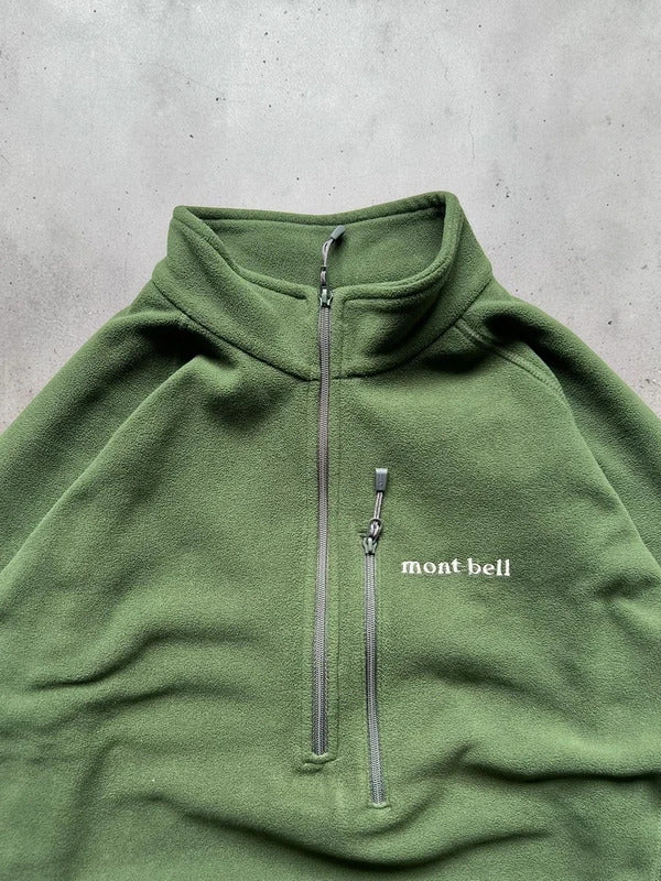 Dark Green Montbell Quarter / Half Zip up Chameece Fleece Jacket XS