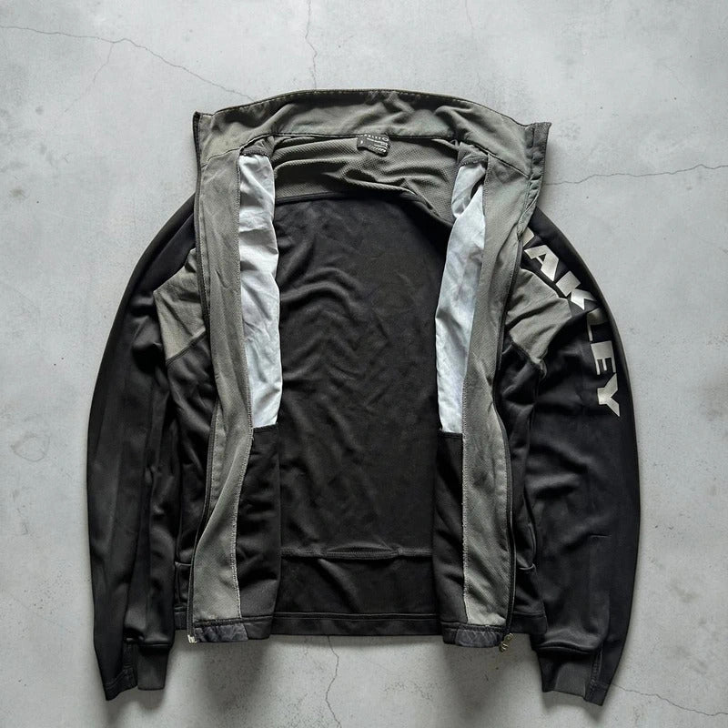 Vintage 00's Oakley Black Grey Technical Track Jacket S