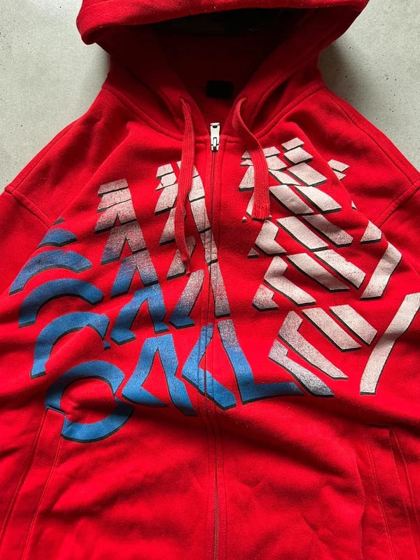 Vintage 00's Red Oakley Logo Zip up Hoodie M