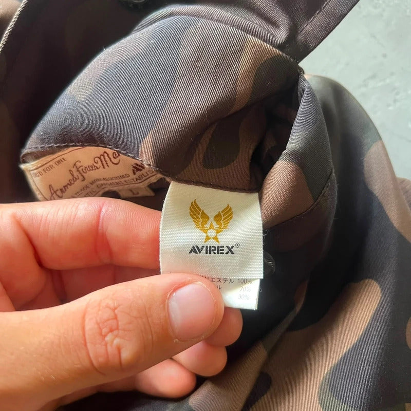 Green Brown Camo Avirex Reversible Military Bomber Jacket