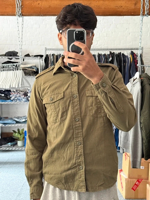 Vintage 00's Khaki Green Military Style Jacket Shacket S