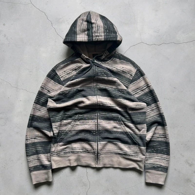 Grey Dark Grey Oakley Striped Full Zip Hoodie S
