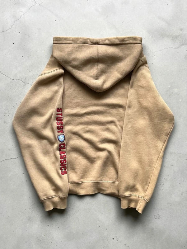 Vintage 00's Stussy Graphic Beige/Cream Hoodie S