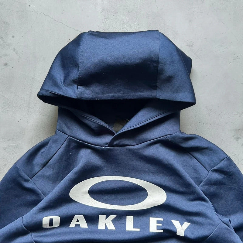 Vintage 00's Oakley Print Logo Navy Blue Hoodie S