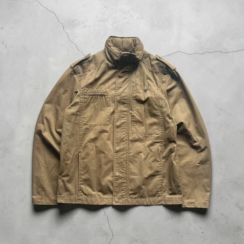 Khaki Green Beams Heart Military Style Jacket S