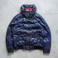 Beams Japan Navy Blue Shiny Hooded Puffer Jacket Coat XS