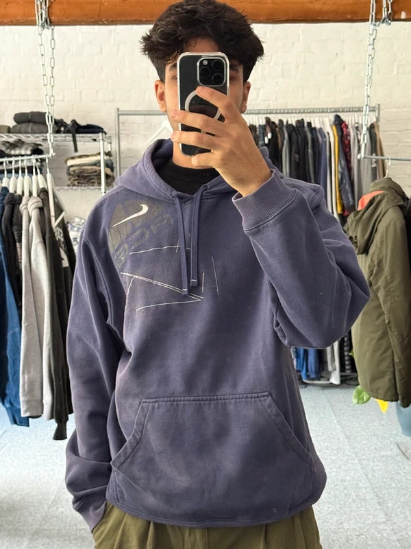 Nike ACG Blue Faded Wash Pullover Hoodie L