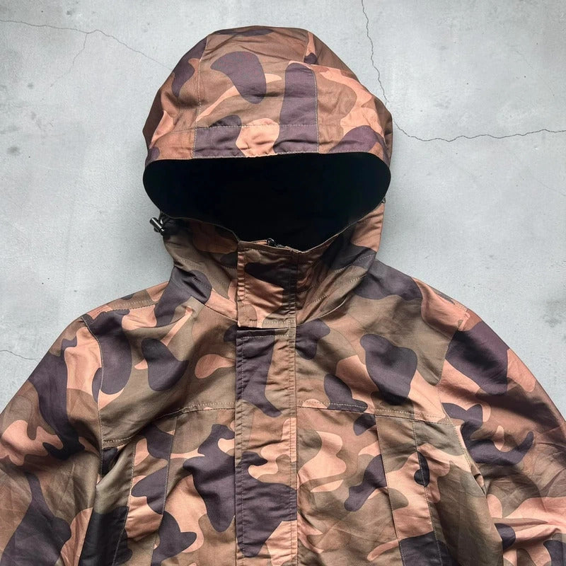 Brown Camo Technical Hooded Zip Jacket M