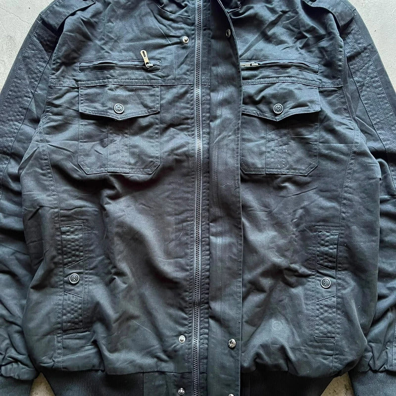 Vintage 00's Black Military Style Technical Utility Jacket XL